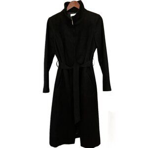 Kensie | Long Black Dress Coat Overcoat with Zipper/ Belt Closure | Size M